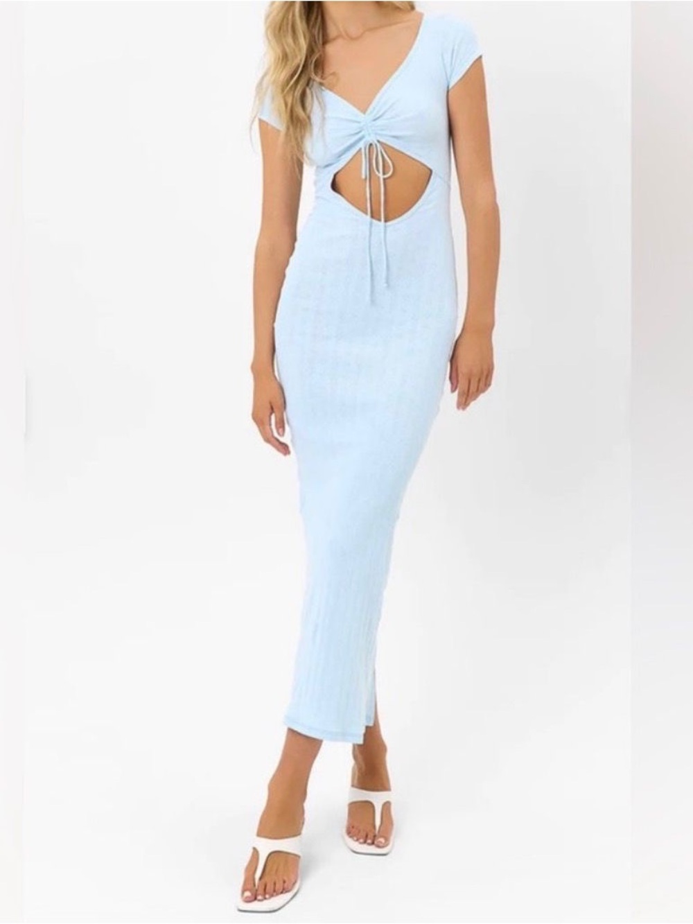 FRANKIES BIKINIS x GIGI HADID Millie Lounge Maxi Dress in blue size L